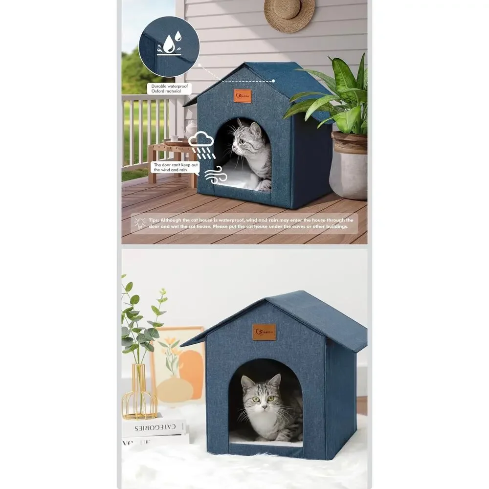 Outdoor Indoor Cat House Shelter New Waterproof Cushions Pet Small Dog